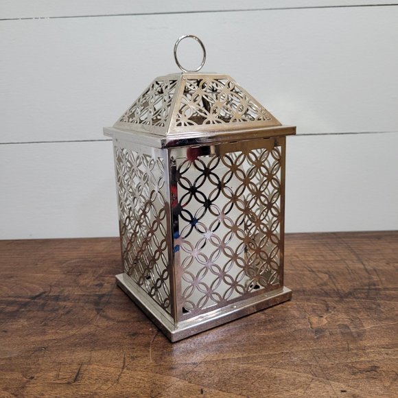 PartyLite Infinite Circles Silver Lantern Candle Holder